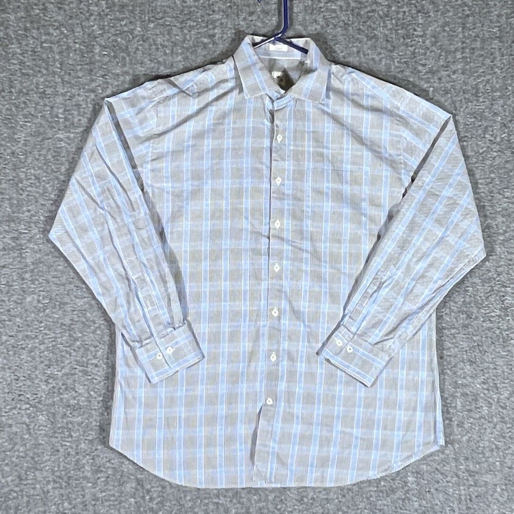 Peter Millar Blue and White Plaid Business Casual Shirt